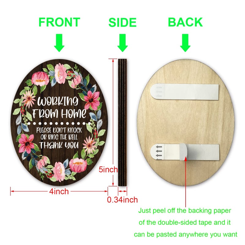 FTONENI Please Don 't Knock or Ring the Bell Sign for House, Working From Home Sign, Front Door Thank You Sign for Indoor/Outdoor Home, Office or Business Use, 4 "" x 5 "" (with Strong Adhesive Tape) - PMB028 - Image 2